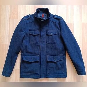 Dockers Men's Size S - Charcoal Wool Blend Insulated Peacoat - Zipper & Buttons